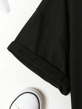 Cat Pattern Dropped Shoulder Round Neck T-Shirt